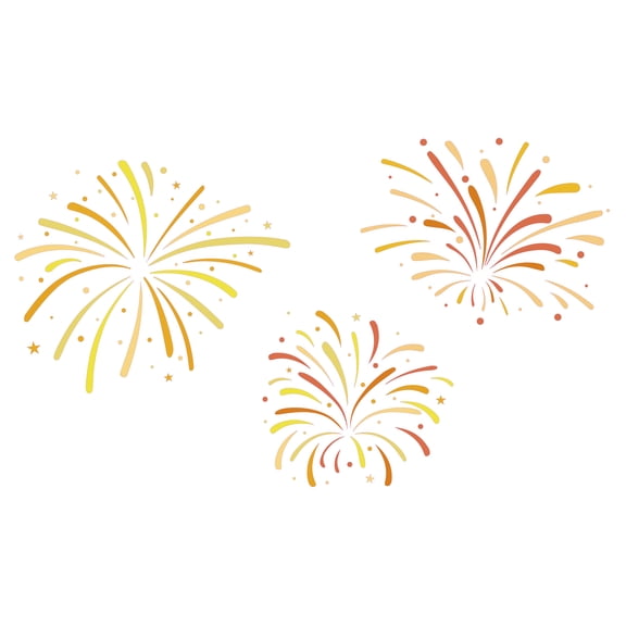 Multicolored 12" x 20" Doodle Fire Crackers Starburst Images Bedroom Wall Sticker Decoration Party Event Sparklers Design Removable Home Living Room Vinyl Wall Decal