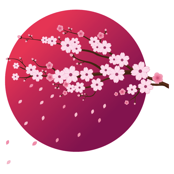 Multicolored 22" x 28" Cherry Blossom Tree Branch Full Moon Vinyl Bedroom Wall Decoration Falling Sakura Tree Flower Petals Design Removable Home Living Room Wall Decal Sticker
