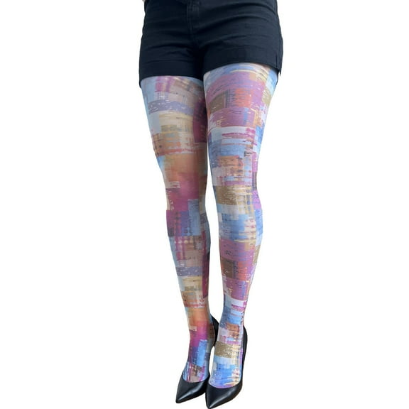 Multicolored Abstract Patterned Tights for Women