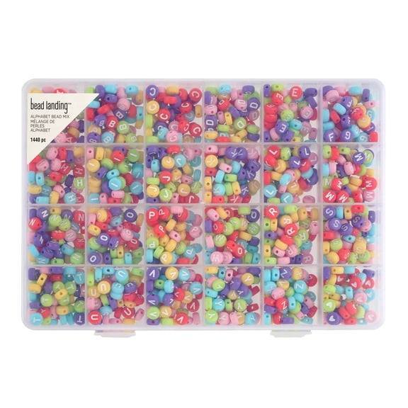 Multicolored Alphabet Round Beads - 7mm by Bead Landing 1440 pc