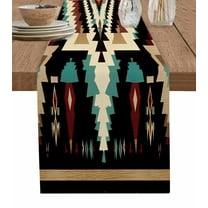 Multicolored Aztec Table Runner-Cotton Linen- 108 Inch Holiday Dresser Scarves, Southwestern Boho Tribal Patterns Tablerunner for Kitchen Coffee/Dining Bedroom Living Room Dinner Scarf Décor 13x108