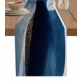 thumbnail image 1 of Multicolored Blue Table Runner-Cotton Linen- 60 Inch Holiday Dresser Scarves, White Geometric Abstract Ocean Seawave Tablerunner for Kitchen Coffee/Dining Bedroom Living Room Dinner Scarf Décor 13x60, 1 of 9