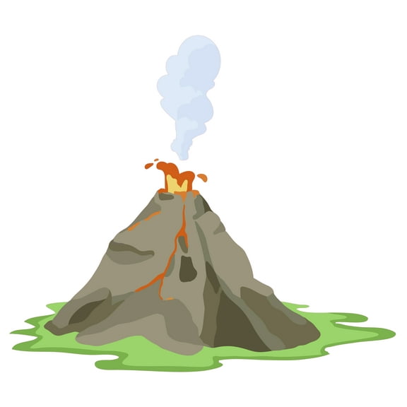 Multicolored Cartoon Art 21" x 28" Erupting Volcano Scene Home Wall Sticker Decoration Kids Art Volcano Design Adhesive Vinyl Natural Disaster Volcano Explosion Wall Decal