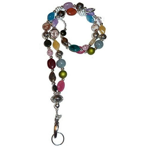 Multicolored Chunky Style Fashion Women's Beaded Lanyard 34", Breakaway and Non Breakaway Available, for Keys, Badge Holder