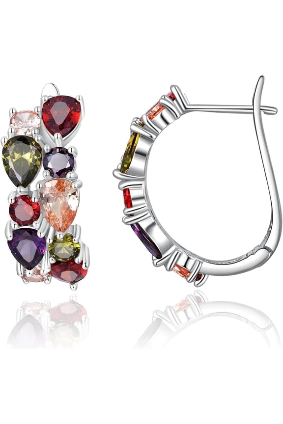 Multicolored Crystal Elements Crystal Fashion Bridal Jewelry Earrings and Bracelet (Only Earring)-Ideal Valentine’s Day Gift…