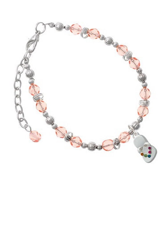 Multicolored Crystal Flip Flop Pink Beaded Bracelet