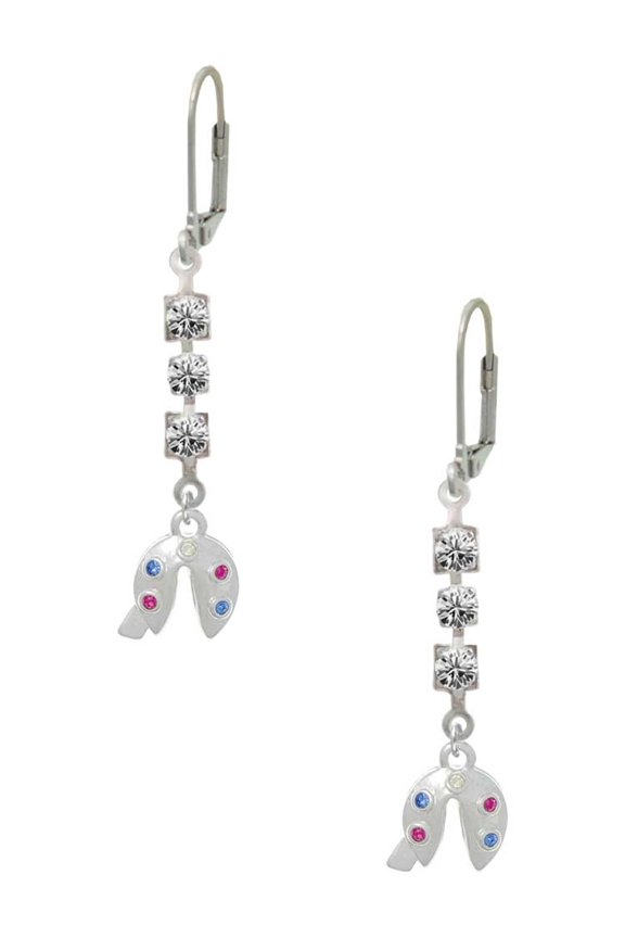 Multicolored Crystal Fortune Cookie Crystal Madison Leverback Earrings