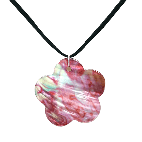 Multicolored Flower Pearl Shell Pendant Necklace