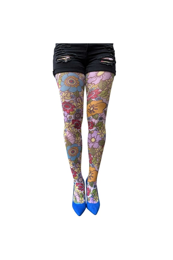 Multicolored Flower Power Tights