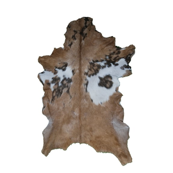 Multicolored Genuine Goat Hide Rug | Premium Dual-Tone Hair-on Leather Skin for Rustic Home Décor