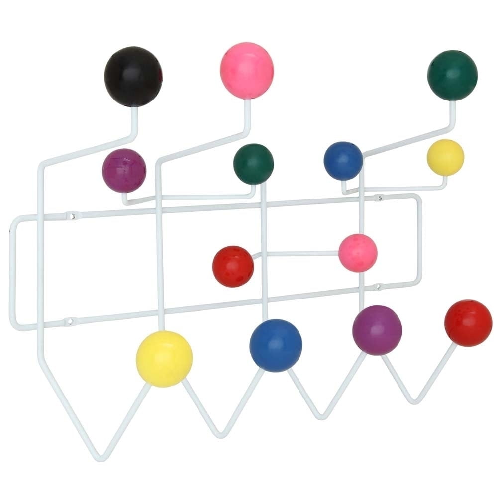 Multicolor Wooden Ball and Iron Frame Coat Rack
