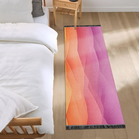 Multicolored Hills Runner Area Rug 2x6 Soft Non-Slip Washable Bedside Carpet for Hallway Bedroom Living Room Home Decor
