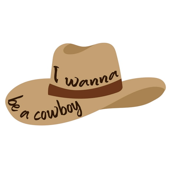 Multicolored Home Living Room 20" x 30" Wild West Themed Wall Decoration Sticker Cowboy Hat Design I Wanna Be A Cowboy Lettering Art Quote Vinyl Adhesive Bedroom Wall Decal