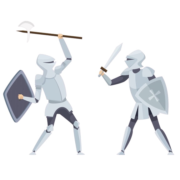 Multicolored Home Living Room Art 16" x 20" Medieval Warfare Knights Fight Scene Decoration Middle Age Warriors Full Combat Armors Design Vinyl Wall Decal - Removable Kids Bedroom Wall Décor Sticker