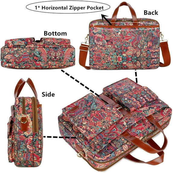 Multicolored Laptop Bag Messenger Briefcase for Women - Fits Most 17-inch Laptops |  Warranty