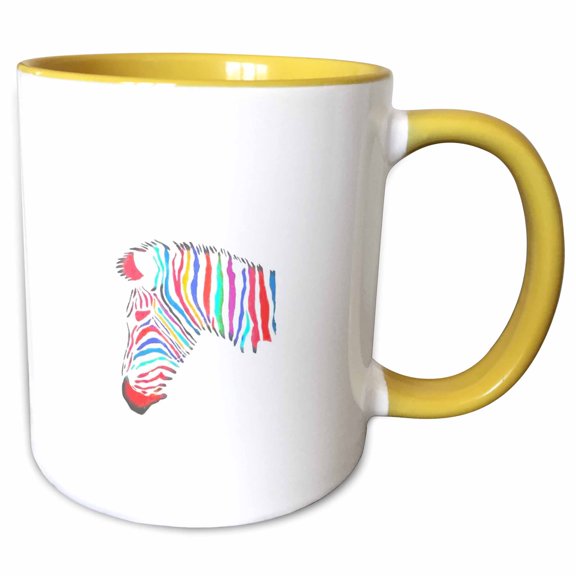 3drose, Multicolored Lgbtqia Zebra Vector Art, 11oz Two-tone Yellow Mug
