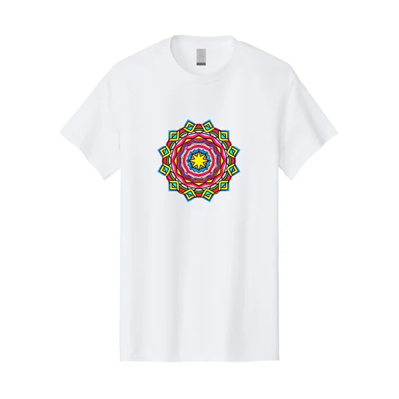 Multicolored-Mandala-2 Mens Graphic Tee, 100% Cotton, Casual Summer Wear