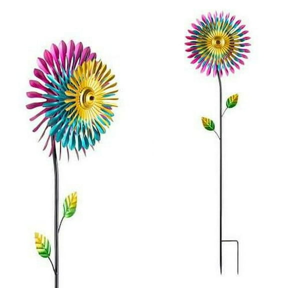 Alpine Multicolor Metal Wind Spinner Daisy Style - 47 in. H - 4 Pack Garden Spinner Stake