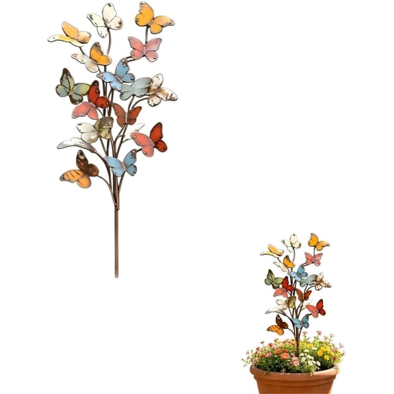 Multicolored Metal Butterfly Garden Stake, Metal Rustic Art For Lawn, Patio, Garden(RL)