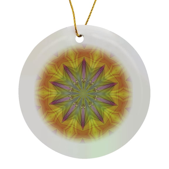 3drose, Multicolored Multi-layered Radial Pattern 2, Circle Porcelain Ornament