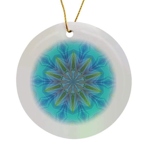 3drose, Multicolored Multi-layered Radial Pattern 6, Circle Porcelain Ornament