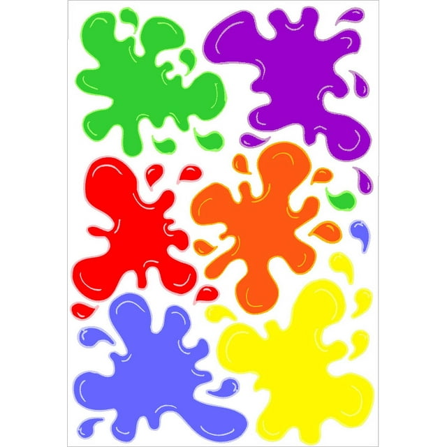 Multicolored Paint Splat Wall Decals / Paintball Splatter Wall Stickers Decor
