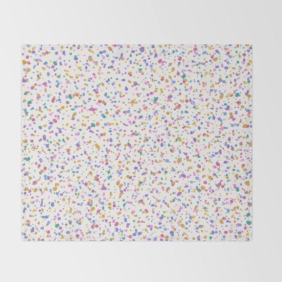 Multicolored Paint Splatter Fleece Blanket, White, Pink, Teal and Purple, 280 GSM Polyester Fleece