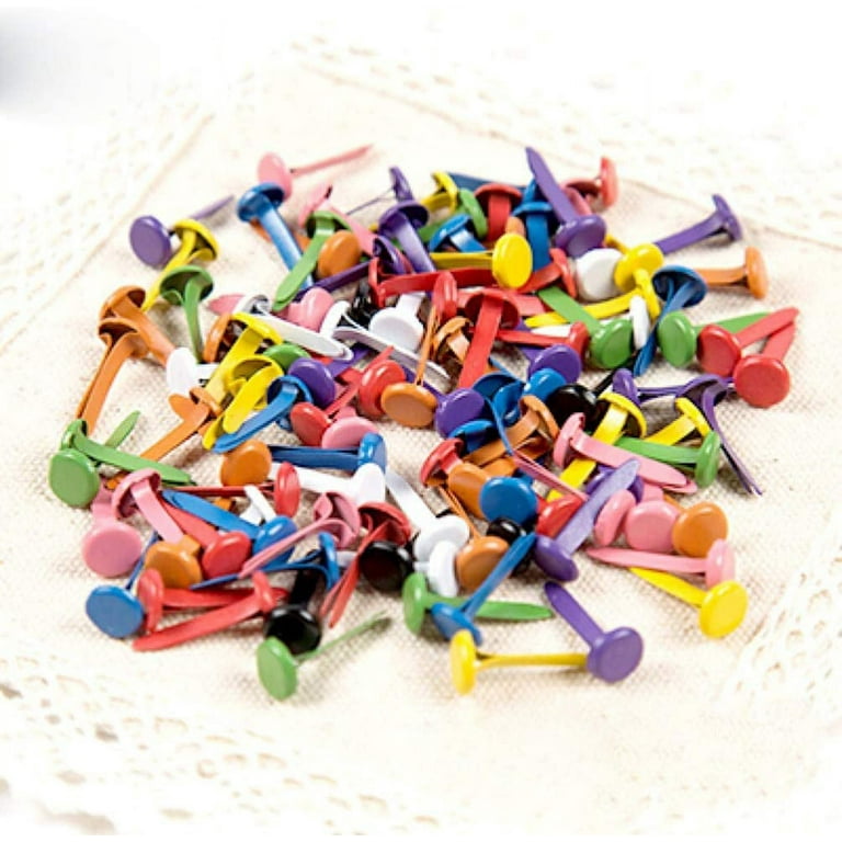 (Multicolored) for Paper Crafts 100 Pcs - Round Mini Paper Fastener Brass  Fasteners - Decorative Brads Paper Fasteners Brass Fasteners for Kids Craft