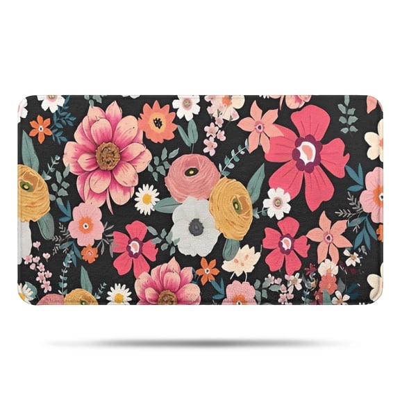 Multicolored Pioneer Flower Bathroom Rugs Mat,Non Slip Microfiber Bathroom Rug,Rubber Backing,Soft Bathroom Mats for Bathroom Floor,Tub and Shower,17x30in(43x75cm)