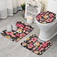 thumbnail image 1 of Multicolored Pioneer Flower Bathroom Rugs Sets 3 Piece,Toilet Cover Set,Absorbent Non Slip Bathroom Mats Sets with U-Shaped Contour Rug Toilet Rug Set, 1 of 5