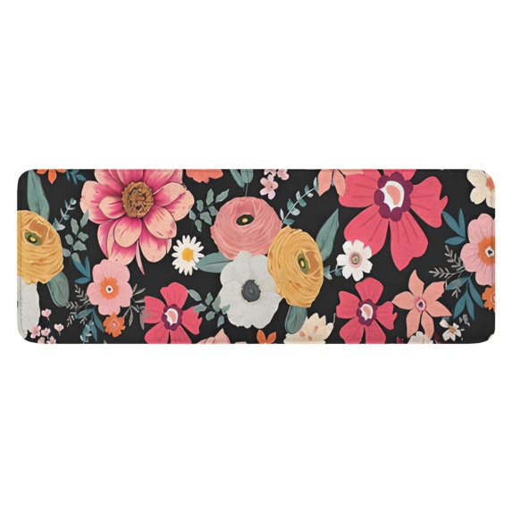 Multicolored Pioneer Flower Kitchen Rug Mat,Kitchen Runner Rugs Non Skid Washable,Decorative Kitchen Floor Mats for Kitchen,Sink,Laundry,17"x47.2"