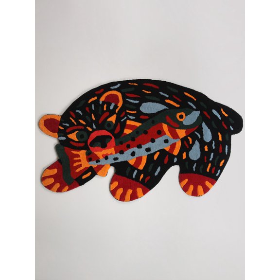 Multicolored Polar Bear Hand-tufted Skin Shape Wool Rug Area Rug