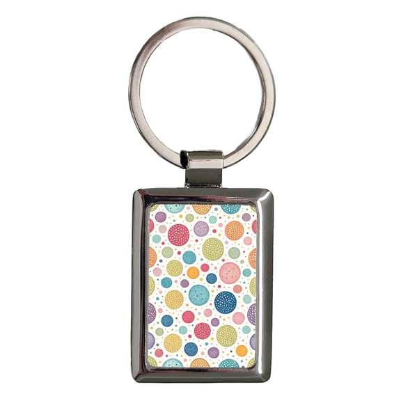 Multicolored Polka Dots Circles Background Metal Rectangle Keychain