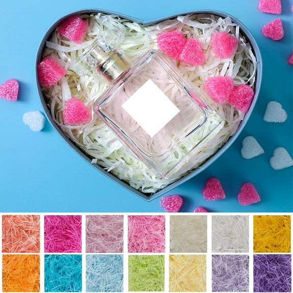 Multicolored Raffia Paper Shreds & Strands Shredded Crinkle Confetti for DIY Gift Wrapping & Basket Filling, 0.11lb