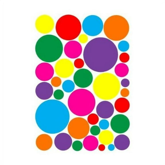 Multicolored Random Sized Rainbow Polka Dot Wall Decals Stickers / Nursery or Playroom Polka Dot Wall Decor in Hot Pink, Purple, Red, Green, Yellow, Orange and Blue Dot Wall Stickers