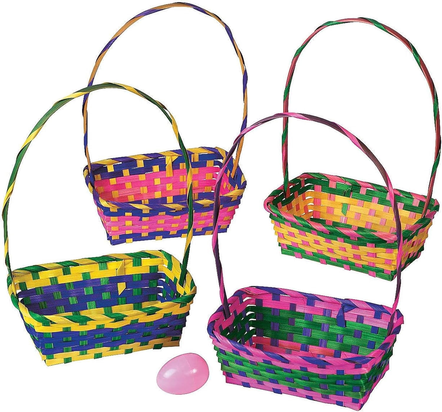 Fun Express Multicolor Rectangular Bamboo Easter Baskets - 12 Pieces