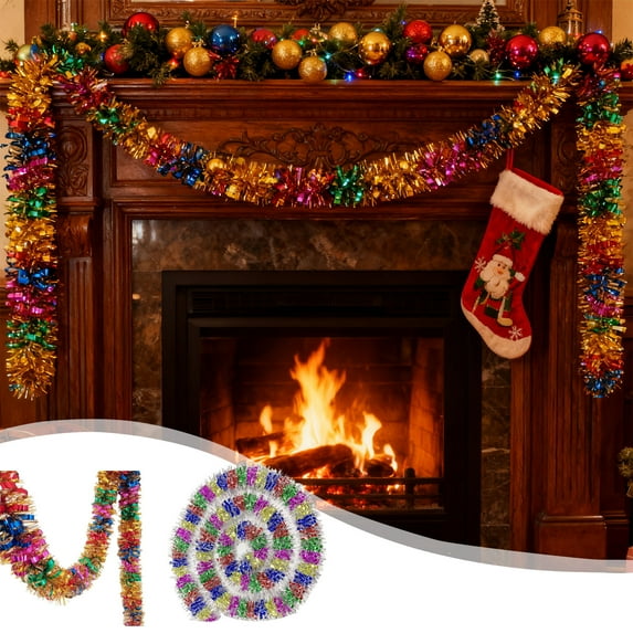Multicolored Ribbon Decorations, Colorful Plastic Tinsel Garland, DIY Christmas Tree Decor, Sparkling Foil Tassels, Home Holiday Display
