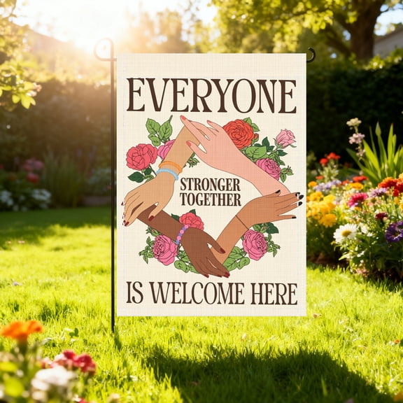 Multicolored Rose Multi-Race Unity Garden Flag, Front Porch Lawn Housewarming Decor, Thanksgiving Christmas Gift