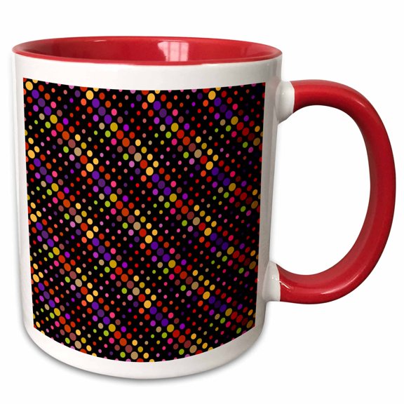 3drose, Multicolored Seamless Geometrical Dot Pattern Background Design, 11oz Two-tone Red Mug