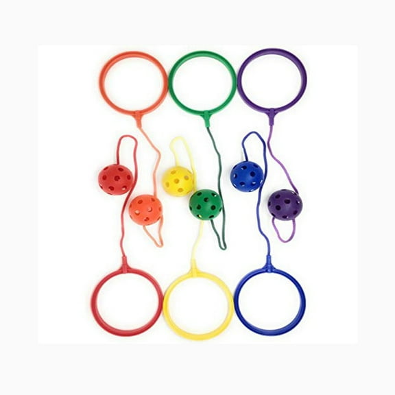Multicolored Sports Swing Ball Ankle Jump Rope Set of 6 for Active School Aged Boys and Girls