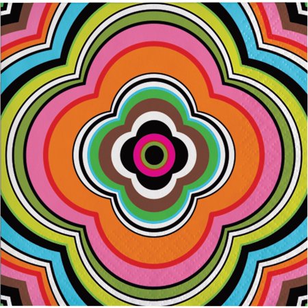 Multicolored Square 3-Ply Disposable Beverage Party Napkins 5"