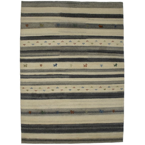 Multicolored Stripes 5X7 Indo-Gabbeh Oriental Rug