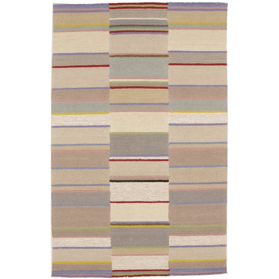 Multicolored Stripes 5X8 Hand-Tufted Modern Rug