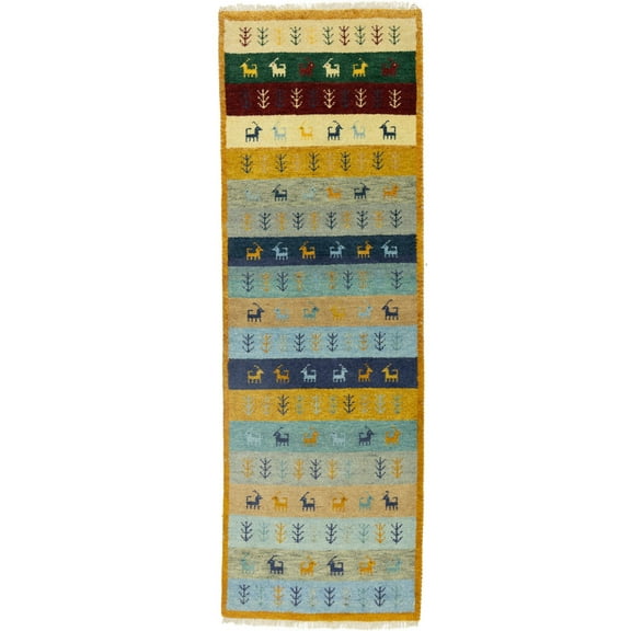Multicolored Stripes Tribal 3X8 Indo-Gabbeh Oriental Runner Rug