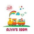 thumbnail image 1 of Multicolored Train Daycare Peel and Stick Wall Decals - Custom Name Giant Wall Decal- Vinyl Sticker Decoration for Daycare Classroom or Playroom-Size : 40" x 40"., 1 of 4