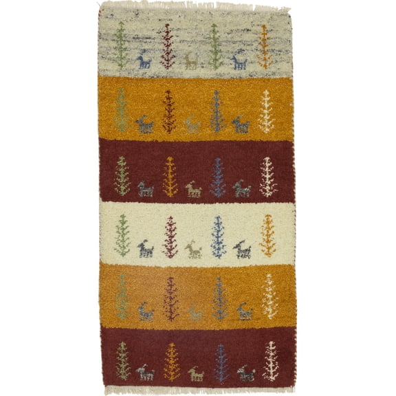 Multicolored Tribal 2X4 Indo-Gabbeh Oriental Rug