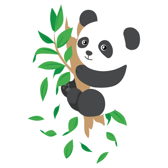 Multicolored Vinyl Art Home Living Room 20" x 28" Giant Panda Bear Animal Wall Decoration Sticker Young Wild Animal Design Easy To Apply Kids Bedroom Nursery Wall Decal