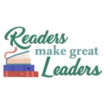 Multicolored Vinyl Home Living Room 10" x 20" Inspirational Reading Quotes DÃ©cor Sticker Readers Makes Great Leaders Lettering Art Design Pile Of Books Adhesive Wall Decal