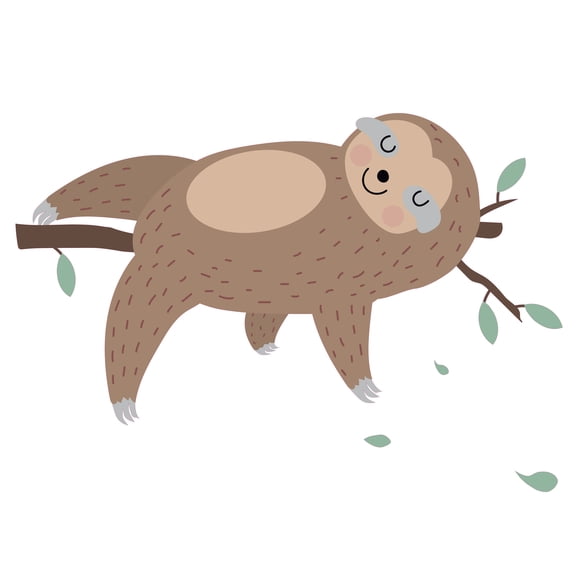 Multicolored Vinyl Living Room Art Hanging Sloth Decor Home Bedroom Adhesive Wall Decal - Kids Bedroom Nursery Room 13" x 20" Forest Animal Cartoon Design Removable Wall Art Decoration Sticker