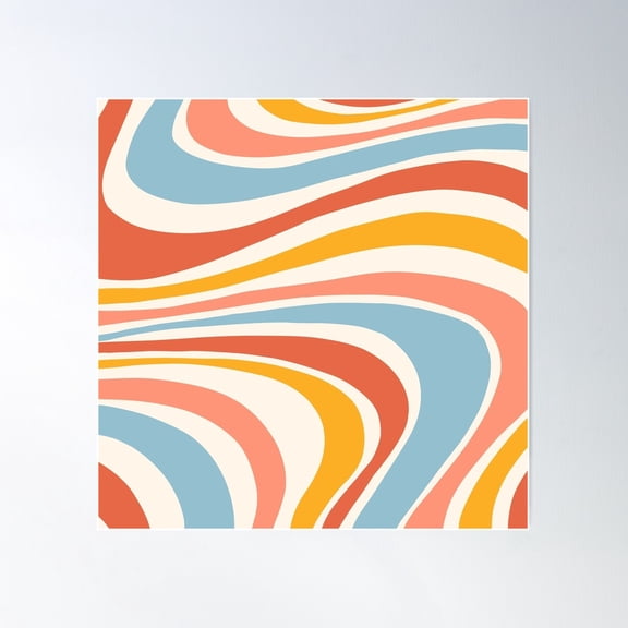 Multicolored Waves Pattern Poster Wall Art, Modern Wall Decor For Living Room Bedroom, 30x30 UNFRAMED